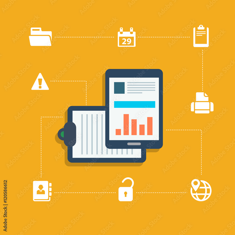 Poster web design icons in flat design