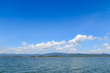 Blue sky with white clouds  and rivers