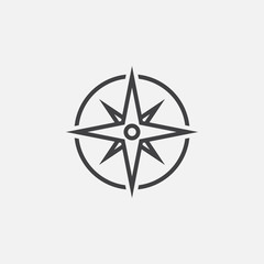 Fototapeta premium compass line icon, navigation outline vector illustration, linear pictogram isolated on white