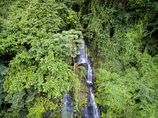 Aerial waterfall in the African rainforest