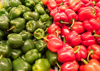 many red and green pepper ready to sale