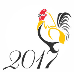 New Year 2017 vector. Year of the rooster. Chinese horoscope sign simple stylized design.