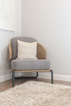 classic chair style on carpet in corner