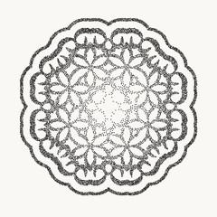 Vector dotted pattern frame or a gravure style ornament. dusty grunge dotted elements isolated on background
