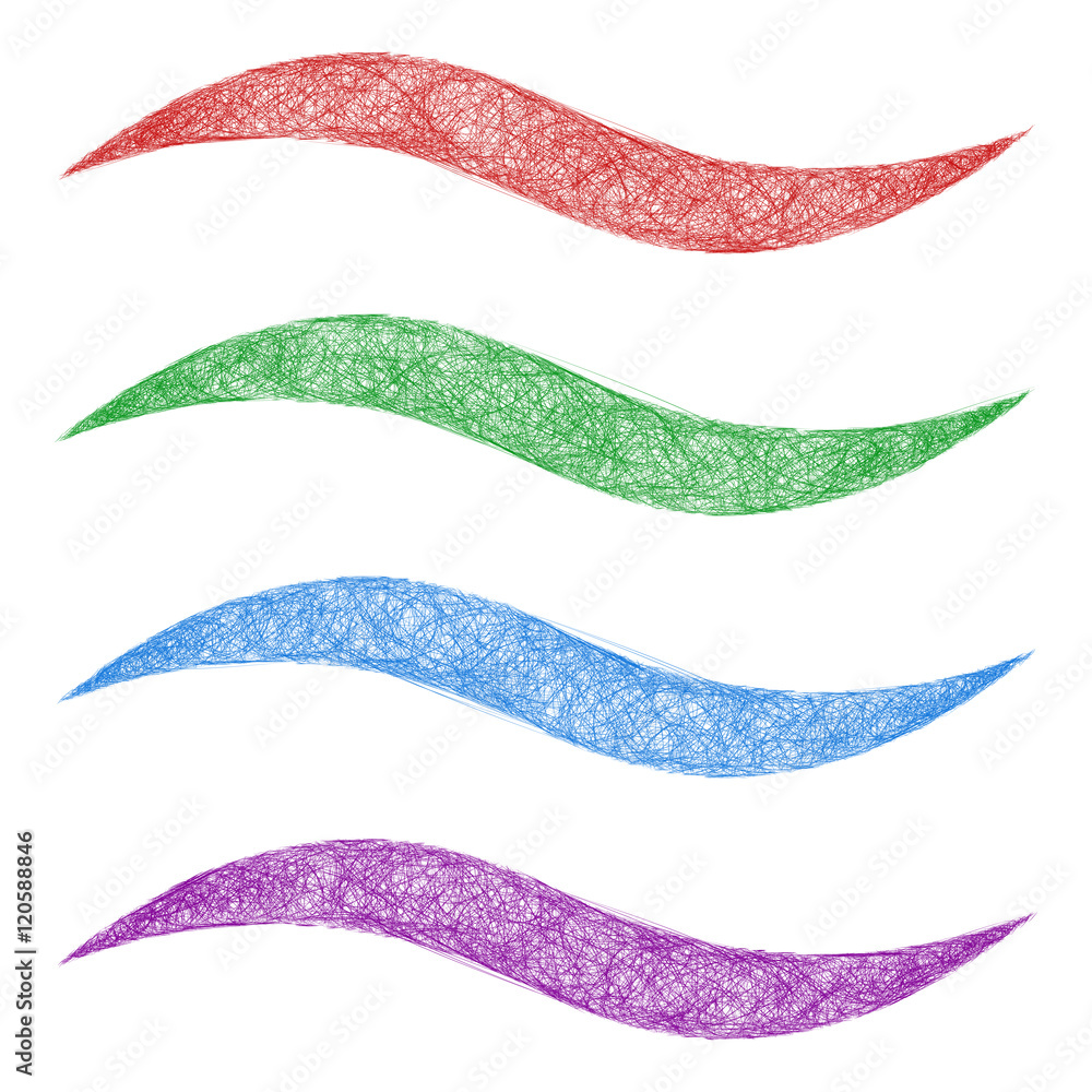 Aufkleber Sketch wave line design element set