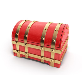 red chest empty 3d render on a white background