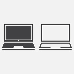 laptop line icon, outline and solid vector sign, linear and full pictogram isolated on white, logo illustration