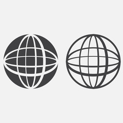 globe line icon, outline and solid vector sign, linear and full pictogram isolated on white, logo illustration
