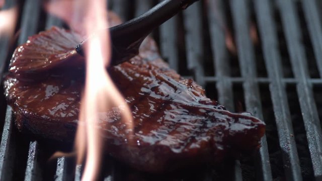 Barbeque sauce on t-bone steak, shot on Phantom Flex 4K