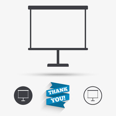Presentation billboard sign icon. PPT symbol.