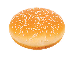 Hamburger bun on a white background
