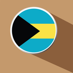 Vector - Bahamas flag button icon with long shadow 
