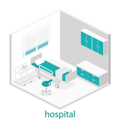 Isometric flat interior of hospital room.