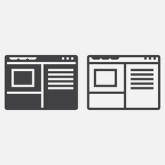 web browser line icon, outline and solid vector sign, linear and full pictogram isolated on white, logo illustration