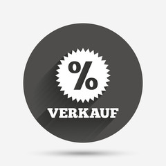 Verkauf - Sale in German sign icon. Star.