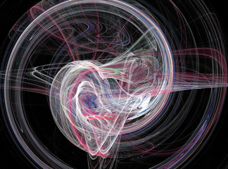 Abstract swirling white and red fractal