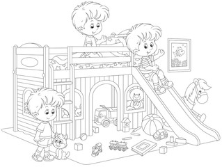 children playing in a playroom