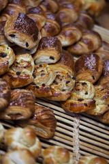 Crusty pastries in a bakery