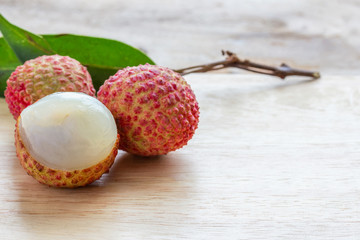 Litchi(lichee) on a wooden floor