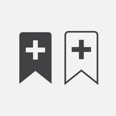 add bookmark line icon, outline and solid vector sign, linear and full pictogram isolated on white, logo illustration