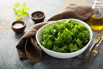 Fresh kale with olive oil, salt and pepper