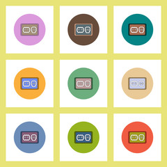 flat icons Halloween set of cookies concept on colorful circles