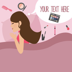 girl sleeping cosmetics make up template your text here