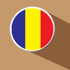 Vector - Chad flag button icon with long shadow 