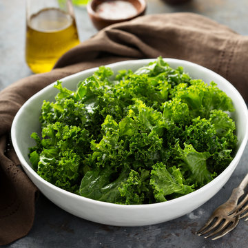 Fresh kale with olive oil, salt and pepper