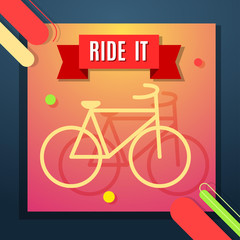 bicycle color icon with ride it text and bike symbol