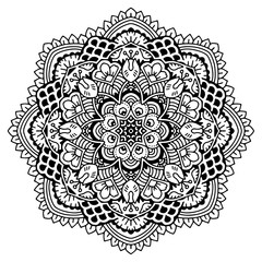 Hand drawing zentangle element. Black and white. Mandala. Vector illustration.