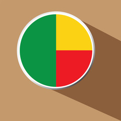 Vector - Benin flag button icon with long shadow 