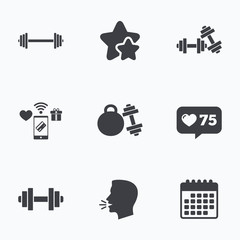 Dumbbells icons. Fitness sport symbols.