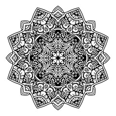 Fototapeta premium Hand drawing zentangle element. Black and white. Mandala. Vector illustration.