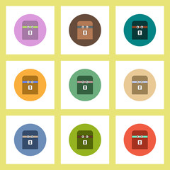 flat icons Halloween set of box with eyes concept on colorful circles