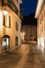 Fototapeta na wymiar Chiavenna (Sondrio, Italy) by night