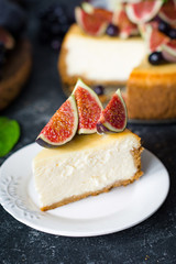 Slice of cheesecake with fruits on top
