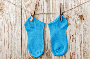 colored socks on the clothesline