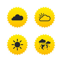 Weather icons. Cloud and sun. Storm symbol.