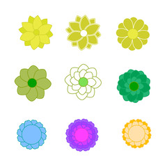 Set of bright flower vector