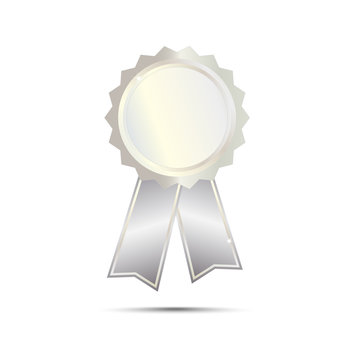 Silver Seal Award Ribbon on white background