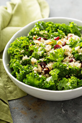 Fresh healthy salad with kale and quinoa