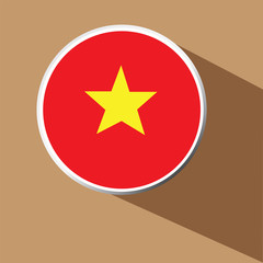 Vector - Vietnam flag botton icon with long shadow 