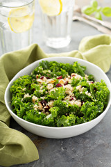 Fresh healthy salad with kale and quinoa