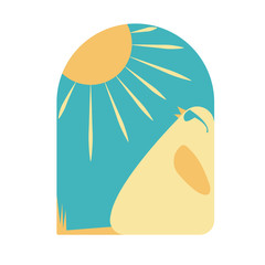chick with glasses on the beach under the sun, vector illustration Flat