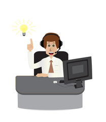 illustration cartoon call center officer offering solution