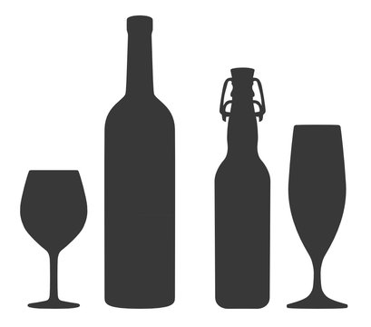 Alkoholische Getr&auml;nke Silhouetten