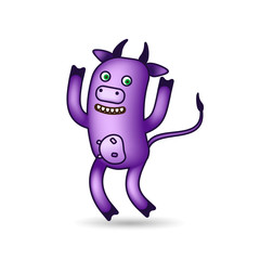 Dancing purple cartoon cow. Vector clip art illustration.  Sketch of a series of drawings.