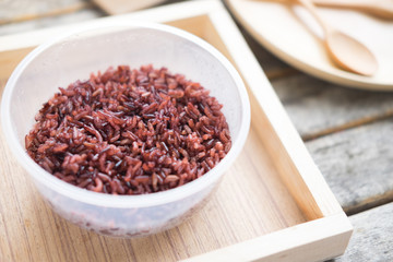 Steamed berry rice or black jasmine rice