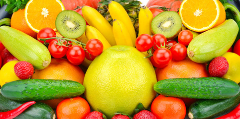 background of different fruits and vegetables